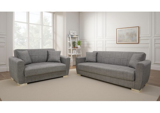 ΣΕΤ ΣΑΛΟΝΙΟΥ 3ΘΕΣΙΟΣ & 2ΘΕΣΙΟΣ ΥΦΑΣΜΑ ΓΚΡΙ