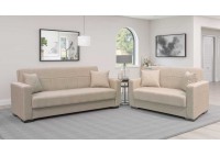 ΣΕΤ ΣΑΛΟΝΙΟΥ 3ΘΕΣΙΟΣ & 2ΘΕΣΙΟΣ ΥΦΑΣΜΑ LIGHT BROWN