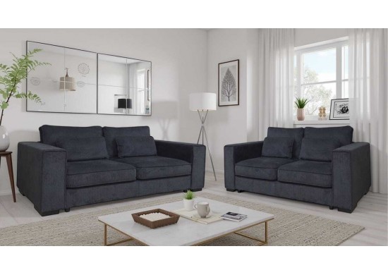 ΣΕΤ ΣΑΛΟΝΙΟΥ 3ΘΕΣΙΟΣ & 2ΘΕΣΙΟΣ ΥΦΑΣΜΑ ΣΚΟΥΡΟ ΓΚΡΙ