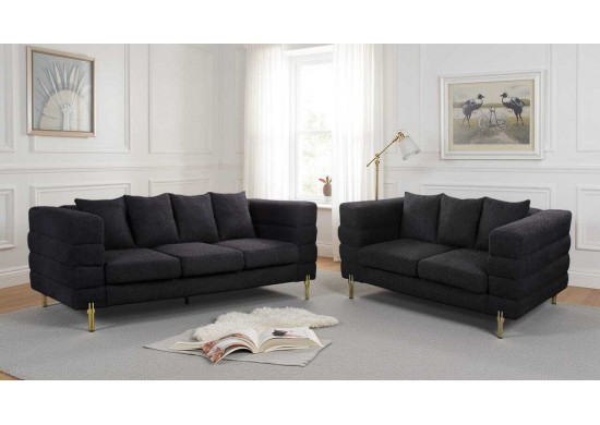 ΣΕΤ ΣΑΛΟΝΙΟΥ 3ΘΕΣΙΟΣ & 2ΘΕΣΙΟΣ ΥΦΑΣΜΑ ΜΑΥΡΟ