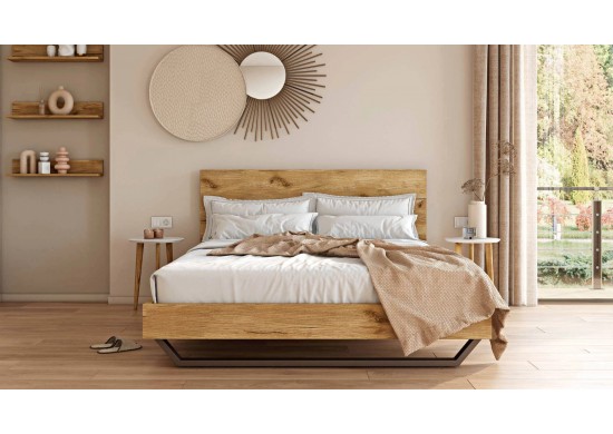 ΣΕΤ ΚΡΕΒΑΤΙ ΔΙΠΛΟ ΦΥΣΙΚΟ ΔΡΥΣ ΡΟΥΣΤΙΚ ΜΕ ΣΤΡΩΜΑ ΗΡΩ 160Χ200