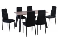 ΤΡΑΠΕΖΑΡΙΑ ΜΑΥΡΗ - SONOMA OAK ΣΕΤ ΜΕ 6 ΚΑΡΕΚΛΕΣ ΥΦΑΣΜΑ VELURE ΜΑΥΡΟ