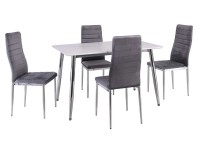 ΤΡΑΠΕΖΑΡΙΑ ΧΡΩΜΙΟΥ - ΑΣΠΡΗ ΣΕΤ ΜΕ 4 ΚΑΡΕΚΛΕΣ ΥΦΑΣΜΑ VELURE ΓΚΡΙ