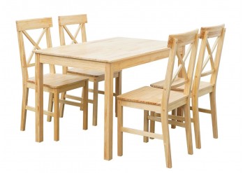 ΤΡΑΠΕΖΑΡΙΑ ΞΥΛΙΝΗ ΣΕΤ ΜΕ 4 ΚΑΡΕΚΛΕΣ ΑΠΟΧΡΩΣΗ ΦΥΣΙΚΟ PINE