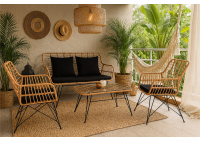 ΣΑΛΟΝΙ ΣΕΤ ΜΕΤΑΛΛΙΚΟ ΜΑΥΡΟ - WICKER ΦΥΣΙΚΟ