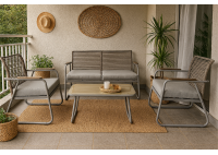 ΣΑΛΟΝΙ ΣΕΤ ΜΕΤΑΛΛΙΚΟ ΜΠΕΖ - ROPE WICKER ΜΠΕΖ