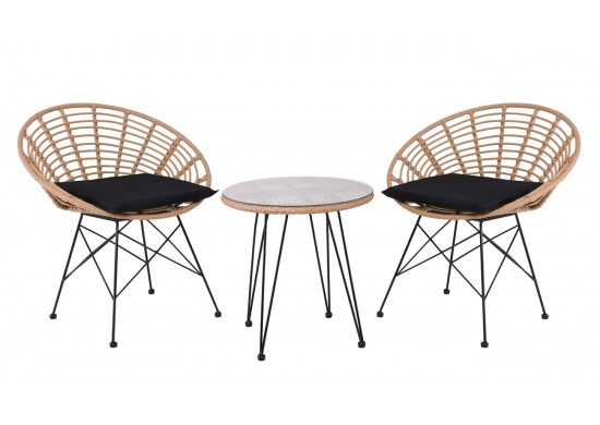 ΣΑΛΟΝΙ ΣΕΤ ΜΕΤΑΛΛΙΚΟ ΜΑΥΡΟ - WΙCΚΕR ΦΥΣΙΚΟ