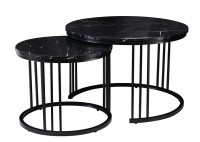 ΤΡΑΠΕΖΑΚΙ ΣΑΛΟΝΙΟΥ ΑΠΟΧΡΩΣΗ ΜΑΥΡΟ ΜΑΡΜΑΡΟ ΣΕΤ 2 ΤΕΜΑΧΙΑ