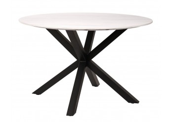 ΤΡΑΠΕΖΙ ΡΟΤΟΝΤΑ ΜΕΤΑΛΛΙΚΟ ΜΑΥΡΟ ΜΕ ΕΠΙΦΑΝΕΙΑ SINTERED STONE ΑΠΟΧΡΩΣΗ ΛΕΥΚΟ ΜΑΡΜΑΡΟ