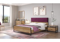 ΚΡΕΒΑΤΙ ΔΙΠΛΟ ΑΠΟΧΡΩΣΗ ΜΕΛΙ ΜΕ ΥΦΑΣΜΑ ΜΠΟΡΝΤΟ