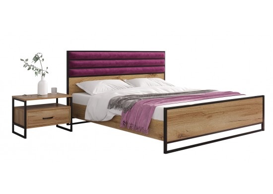 ΚΡΕΒΑΤΙ ΔΙΠΛΟ ΑΠΟΧΡΩΣΗ ΜΕΛΙ ΜΕ ΥΦΑΣΜΑ ΜΠΟΡΝΤΟ