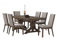 ΤΡΑΠΕΖΑΡΙΑ ΞΥΛΙΝΗ ΑΠΟΧΡΩΣΗ ANTIQUE GREY WALNUT ΜΕ 6 ΚΑΡΕΚΛΕΣ ΥΦΑΣΜΑ ΓΚΡΙ