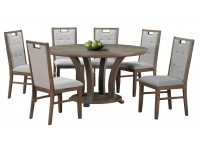 ΤΡΑΠΕΖΑΡΙΑ ΞΥΛΙΝΗ ΡΟΤΟΝΤΑ ΑΠΟΧΡΩΣΗ ANTIQUE GREY WALNUT ΜΕ 6 ΚΑΡΕΚΛΕΣ ΥΦΑΣΜΑ ΓΚΡΙ