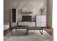 ΕΠΙΠΛΟ ΤΗΛΕΟΡΑΣΗΣ ΑΠΟΧΡΩΣΗ ΛΕΥΚΟ ΓΥΑΛΙΣΤΕΡΟ - ΜΑΥΡΟ ΜΑΡΜΑΡΟ ΜΕ LED ΦΩΤΙΣΜΟ