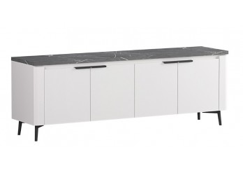 ΕΠΙΠΛΟ ΤΗΛΕΟΡΑΣΗΣ ΑΠΟΧΡΩΣΗ ΛΕΥΚΟ ΓΥΑΛΙΣΤΕΡΟ - ΜΑΥΡΟ ΜΑΡΜΑΡΟ ΜΕ LED ΦΩΤΙΣΜΟ