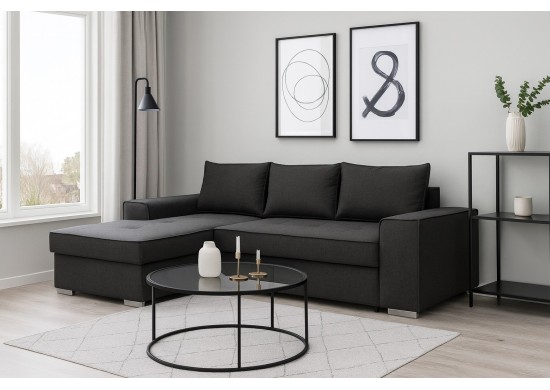 ΚΑΝΑΠΕΣ ΚΡΕΒΑΤΙ ΓΩΝΙΑ ΑΡΙΣΤΕΡΗ ΜΕ ΑΠΟΘΗΚΕΥΤΙΚΟ ΧΩΡΟ ΥΦΑΣΜΑ ΓΚΡΙ 