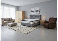 ΚΡΕΒΑΤΙ ΔΙΠΛΟ ΜΕ ΑΠΟΘΗΚΕΥΤΙΚΟ ΧΩΡΟ ΥΦΑΣΜΑ ΓΚΡΙ ΑΝΟΙΧΤΟ ΓΙΑ ΣΤΡΩΜΑ 160Χ200