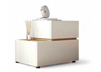 ΚΟΜΟΔΙΝΟ ΜΕ 2 ΣΥΡΤΑΡΙΑ ΑΠΟΧΡΩΣΗ BEIGE ΜΕ ΕΠΙΦΑΝΕΙΑ LIGHT OAK