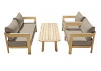 ΣΑΛΟΝΙ ΣΕΤ ΦΥΣΙΚΟ ΞΥΛΟ ACACIA ΜΕ ΜΑΞΙΛΑΡΙΑ CAPPUCCINO