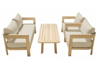 ΣΑΛΟΝΙ ΣΕΤ ΦΥΣΙΚΟ ΞΥΛΟ ACACIA ΜΕ ΜΑΞΙΛΑΡΙΑ ΜΠΕΖ