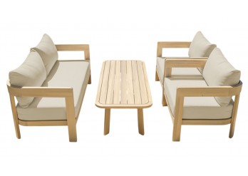 ΣΑΛΟΝΙ ΣΕΤ ΦΥΣΙΚΟ ΞΥΛΟ ACACIA ΜΕ ΜΑΞΙΛΑΡΙΑ ΜΠΕΖ