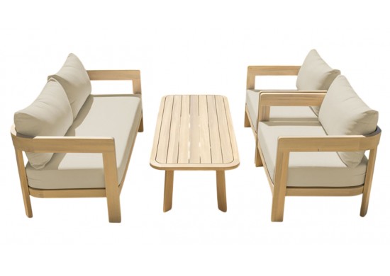 ΣΑΛΟΝΙ ΣΕΤ ΦΥΣΙΚΟ ΞΥΛΟ ACACIA ΜΕ ΜΑΞΙΛΑΡΙΑ ΜΠΕΖ