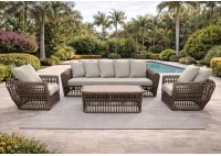 ΣΑΛΟΝΙ ΣΕΤ ΜΕΤΑΛΛΙΚΟ - WICKER ΚΑΦΕ ΜΕ ΜΑΞΙΛΑΡΙΑ ΜΠΕΖ