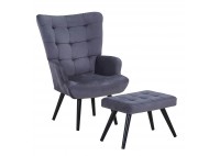 ΠΟΛΥΘΡΟΝΑ ΜΕ ΥΠΟΠΟΔΙΟ ΜΕΤΑΛΛΙΚΟ ΜΑΥΡΟ - ΥΦΑΣΜΑ VELURE ΣΚΟΥΡΟ ΓΚΡΙ