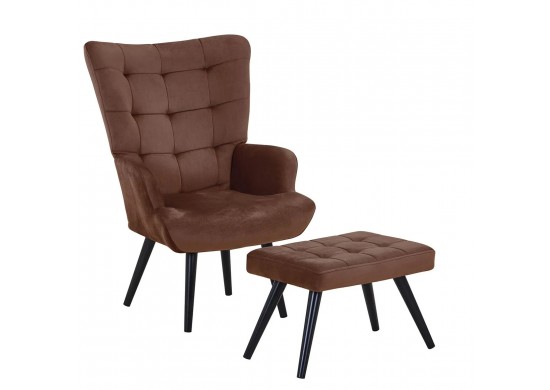 ΠΟΛΥΘΡΟΝΑ ΜΕ ΥΠΟΠΟΔΙΟ ΜΕΤΑΛΛΙΚΟ ΜΑΥΡΟ - ΥΦΑΣΜΑ VELURE ΚΑΦΕ