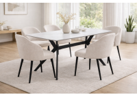 ΤΡΑΠΕΖΙ ΜΕΤΑΛΛΙΚΟ ΜΑΥΡΟ ΜΕ ΕΠΙΦΑΝΕΙΑ SINTERED STONE ΜΑΥΡΟ - WHITE MARBLE
