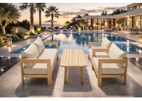 ΣΑΛΟΝΙ ΣΕΤ ΦΥΣΙΚΟ ΞΥΛΟ ACACIA ΜΕ ΜΑΞΙΛΑΡΙΑ ΜΠΕΖ