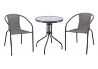 ΤΡΑΠΕΖΙ ΣΕΤ ΜΕΤΑΛΛΙΚΟ ΑΝΘΡΑΚΙ ΜΕ 2 ΠΟΛΥΘΡΟΝΕΣ WICKER MIXED GREY