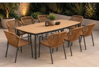 ΤΡΑΠΕΖΙ ΣΕΤ ALU ΓΚΡΙ POLYWOOD - ΜΕ 8 ΠΟΛΥΘΡΟΝΕΣ WICKER ΦΥΣΙΚΟ
