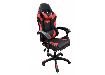 ΠΟΛΥΘΡΟΝΑ ΓΡΑΦΕΙΟΥ GAMING ΔΕΡΜΑΤΙΝΗ ΜΑΥΡΗ - ΚΟΚΚΙΝΗ PVC ΜΕ ΥΠΟΠΟΔΙΟ