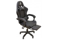 ΠΟΛΥΘΡΟΝΑ ΓΡΑΦΕΙΟΥ GAMING ΔΕΡΜΑΤΙΝΗ ΜΑΥΡΗ PVC ΜΕ ΥΠΟΠΟΔΙΟ