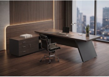 ΓΡΑΦΕΙΟ ΑΡΙΣΤΕΡΗ ΓΩΝΙΑ ΑΠΟΧΡΩΣΗ GREY WALNUT